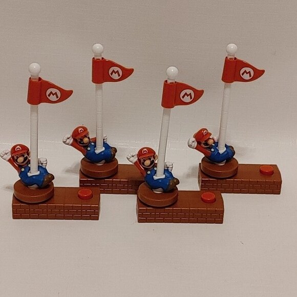 FUN McDonald's Happy Meal Super Mario Flag Pole Toy NINTENDO 2018 Lot of 4 - Picture 1 of 3